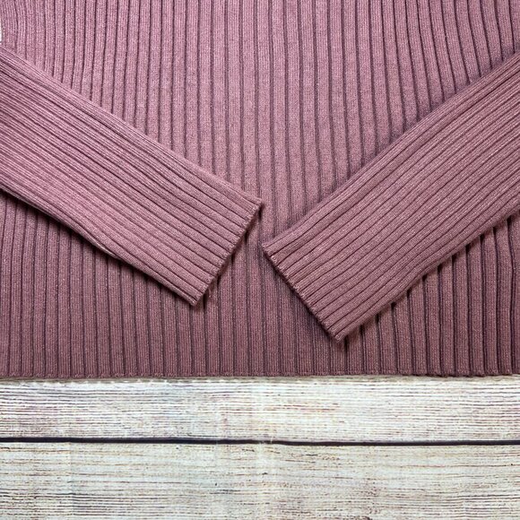 Arizona Jean Co Women's Ribbed Button Front Sweater Medium Dusty Rose Pink - Picture 5 of 9